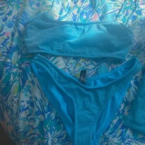 Large sparkly triangl blue bikini